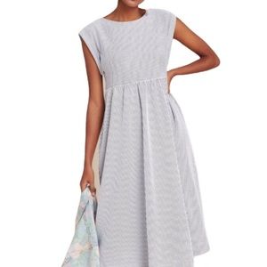 Anthropologie Maeve blue and white striped midi dress, NWOT